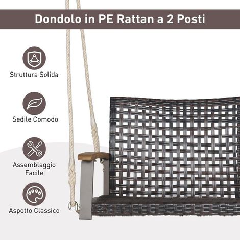 Détente Confortable à Deux Banc Balancelle Suspendu en Rotin Synthétique 360kg pour Terrasse et Jardin (1/5)
