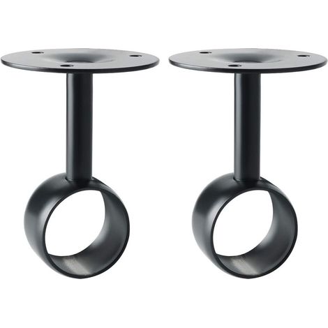 SHINING HOUSE Soporte para barra de cortina de montaje en techo, soporte para barra de armario, soporte de montaje ajustable con tornillos para armario y cortina, paquete de 2, acabado negro mate de a (1/5)