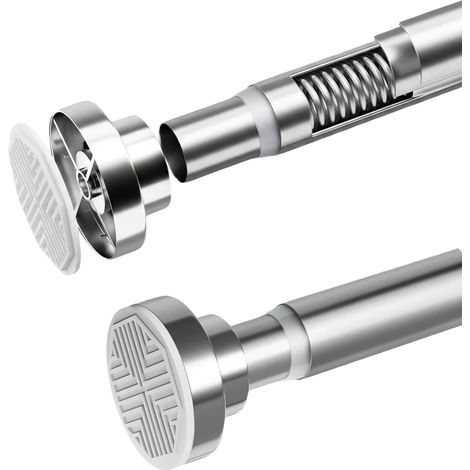 Tringle Rideau Sans Percage 70 À 195 cm, Barre De Douche Extensible, Barre Telescopique Acier Inoxydable Idéale pour Salle De Bain, Fenêtre, Penderie (1/5)