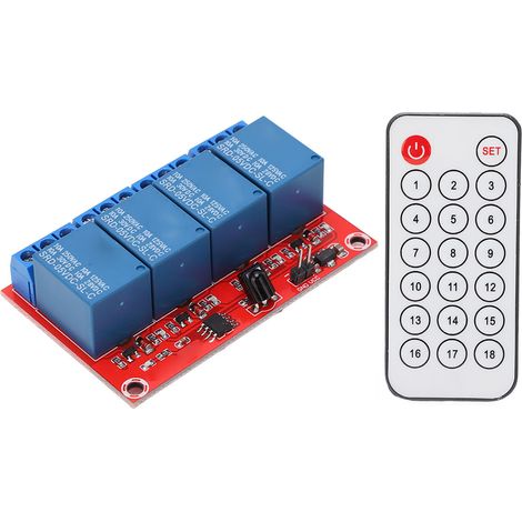 4-Kanal-Empfangsrelaismodul, 4-Kanal-Infrarot-Fernbedienungs-Transceiver-Empfänger-Steuerschalter-Set, 5 V (1/5)