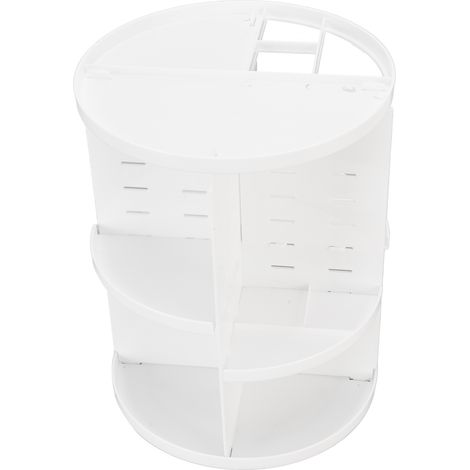 Boîte de Rangement Cosmétique Rotative 360°, Organisateur de Maquillage en Acrylique Grande Capacité, Étagère de Bureau Blanche