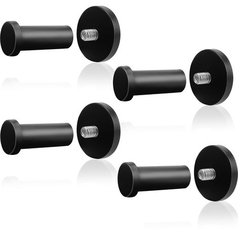 Juego de 4 percheros de acero inoxidable con acabado negro mate, capacidad de carga de 20 kg, para baño y recibidor. (1/5)