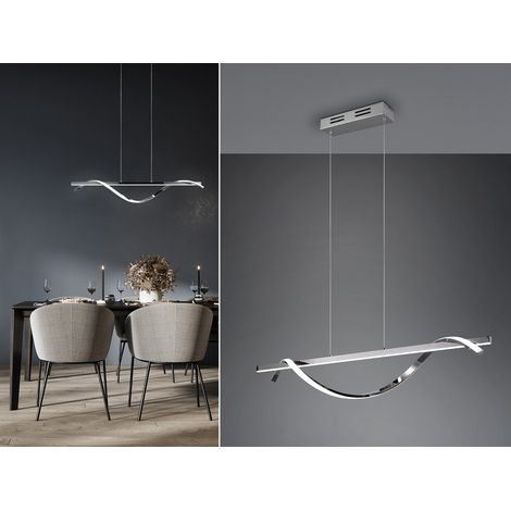 LED Pendelleuchte ISABEL Spirale in Chrom, 3 Stufen Dimmer, Breite 100cm (1/5)