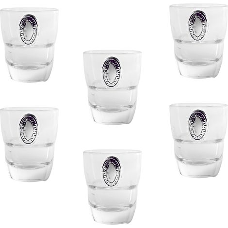 Bicchieri per liquore shottino in cristallo con placca argento per tavola casa set da 6 ottima idea regalo (1/5)