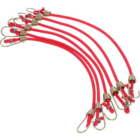 10 PCS Cordon élastique, Tendeur de tente, Sangles à bagages, Crochet et sangle, Convient pour le camping, la fixation de drapeaux et de bâches, Rouge (1/5)
