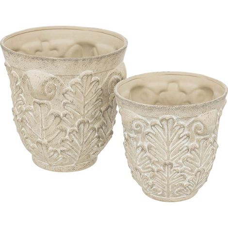 Set de 2 cache-pots Little cottage céramique D29/35cm - Atmosphera créateur d'intérieur