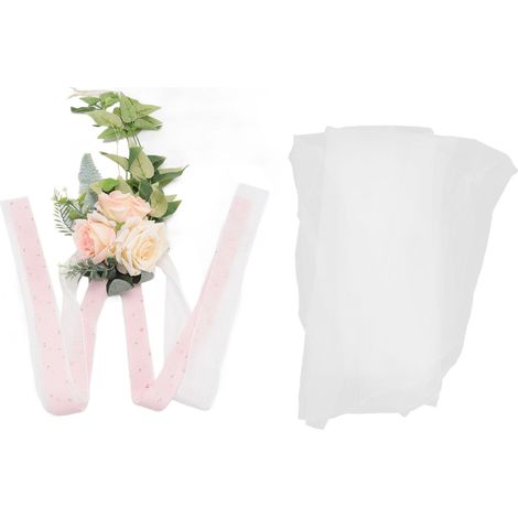 Chaises de mariage avec fleurs artificielles simulation élégante, décoration d'allée avec ruban, pour cérémonie, fête, rose clair (1/5)