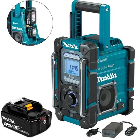 Makita DMR301 Digital DAB Built in Charger Site Radio DAB Bluetooth & 18v BL1850