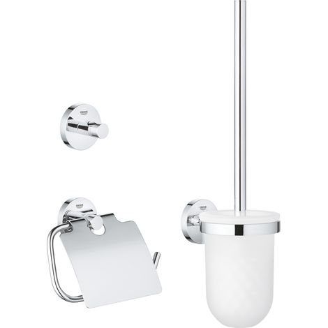 Grohe – Ensemble d'accessoires de salle de bain 3-en-1 – Porte-brosse WC, crochet pour peignoir, porte-papier toilette – Fixation dissimulée (1/10)