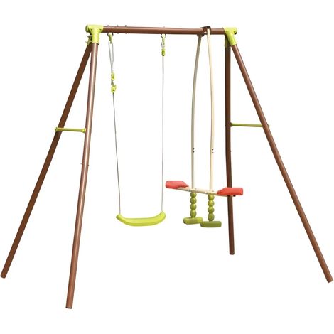 Altalena per Bambini con 2 Sedute in Acciaio da Esterno per Giardino (1/4)