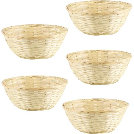 Panier Rangement Bambou Rotin, Stockage, Corbeille à Pain Vide, Basket à Pain Rond en Osier en Bambou Naturel pour le Stockage du Pains des Fruits Collations (1/5)