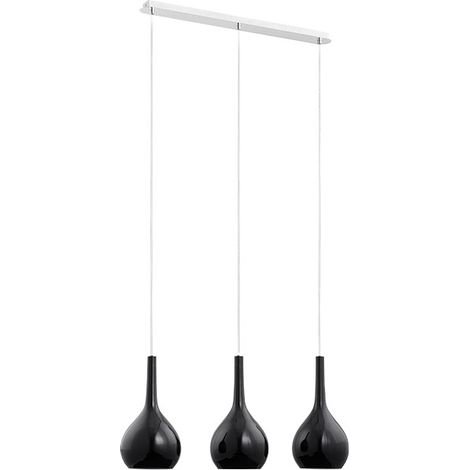 Suspension moderne noire/chrome gouttes 3xE27 Vetro Alfa (1/3)
