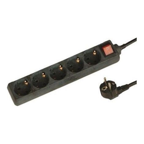Schwarzer Mehrfachsockel mit 5 Steckern und Schalter 1,5 m Kabel GSC 0000029