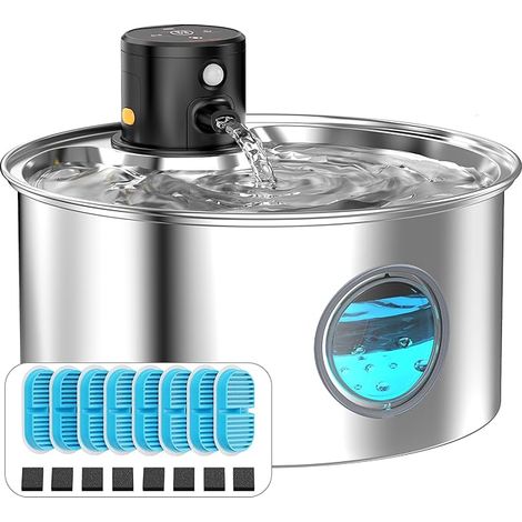Fontaine a Eau Chat Fontaine a Eau Chien Fontaine Chat Distributeur Eau Chat INOX Filtre Éponges (1/5)