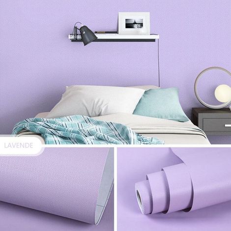 Papier Peint Adhésif Violet Clair Film Adhésif pour Meuble Chambre Papier Vinyle Autocollant Décoratif Étanche Mat Uni de 45CM10M