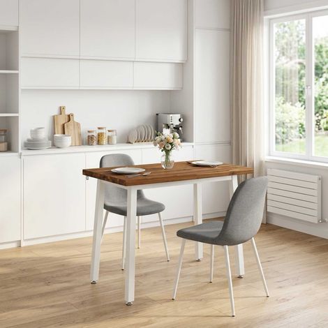 vidaXL 90 x 55 x 75 cm Madera de Acacia Sólida Natural y Blanco (1/5)