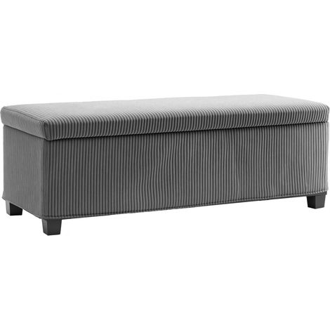 Grey 84L Corduroy Storage Ottoman - Versatile Furniture for Stylish Home Organization