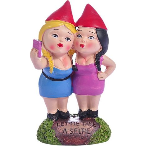 Statue de nain de jardin drôle, sculpture décorative extérieure, nain prenant des selfies pour terrasse et jardin (1/3)