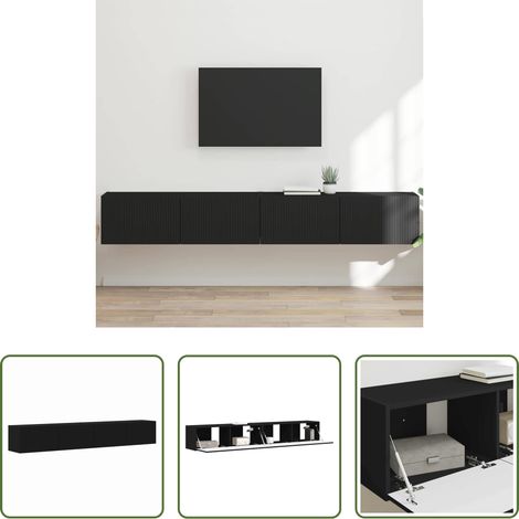 vidaXL Wandregale - TV-Wandschrank 2 pcs Schwarz 98 x 31 x 29,5 cm Holzwerkstoff (1/5)