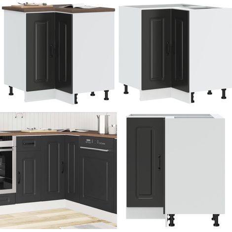 vidaXL Küchen-Eckunterschrank Kalmar Schwarz Holzwerkstoff (1/5)