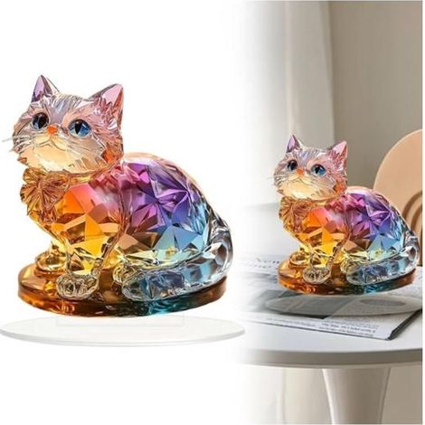 Colorful acrylic 3D kitten - Cute desk decor, logo, mini home and workspace decoration. (1/5)