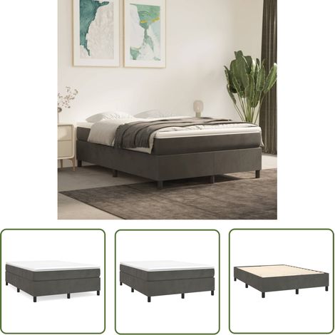 The Living Store Bettgestell ohne Matratze Dunkelgrau 140x200 cm Samt - Samtbett - Doppelbett - Boxspringbetten - Betten Gestell - Nachttisch (1/5)