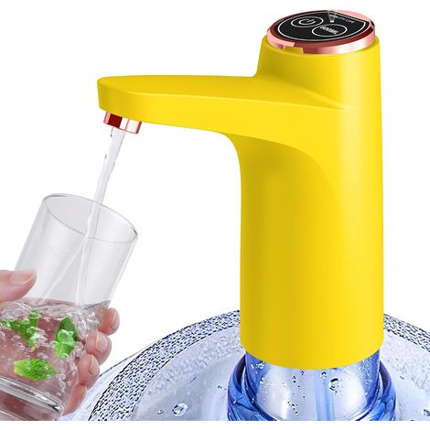 Tragbarer Wasserspender, automatischer Flaschenwasserspender, USB-Ladefunktion, mit 50 cm Schlauch, gelb (1/5)