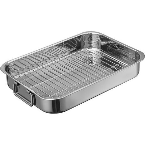 Bandeja para hornear con rejilla，acero inoxidable，apta para lavavajillas，disponible en varios tamaños，25 x 18 x 5 cm (1/5)