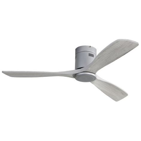 Ventilateur de plafond encastré CC de 52 pouces, 3 pales en bois sculpté, avec télécommande, sans lumière (1/5)