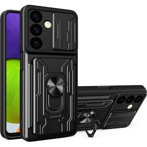Coque de protection pour Samsung Galaxy S24, avec tiroir pour carte mémoire et caméra, noire. (1/5)