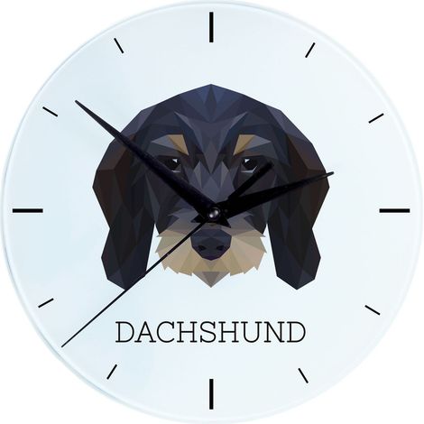Reloj de pared geométrico Teckel de pelo áspero con foto e inscripción de Art-Dog (1/4)