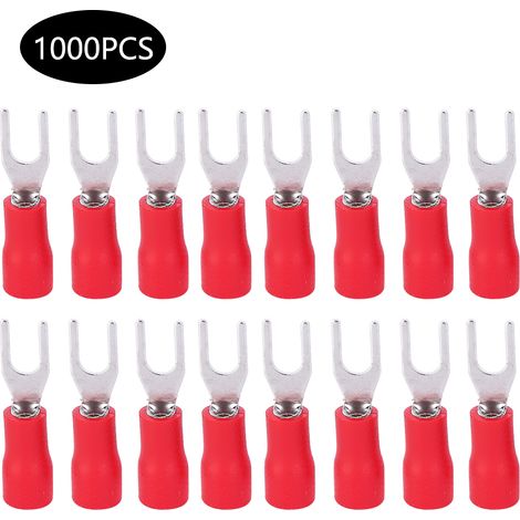 Lot U 1000 pièces Connecteurs à sertir en laiton U Type SV1.25-3, Kit de cosses à pression à froid pour câblage électrique (1/5)