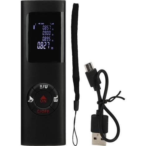 Télémètre électronique rechargeable USB, règle numérique haute précision de mesure de distance, batterie intégrée, noir