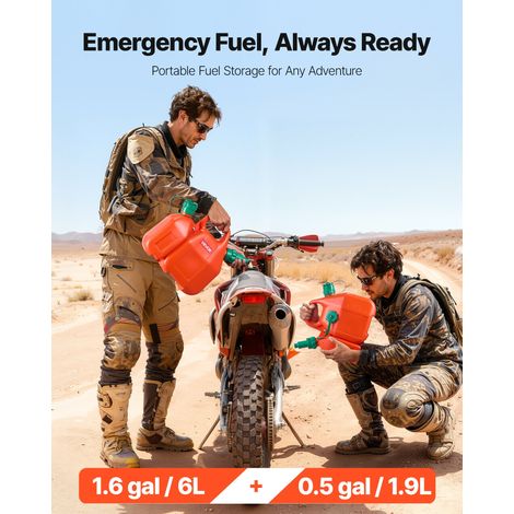 Bidon Essence 6 L Bidon Carburant avec Bec Verseur, Récipient Huile 1,9 L, Débit Maximal 5,5 L/min, Réservoir Essence Plat Portable… (1/5)