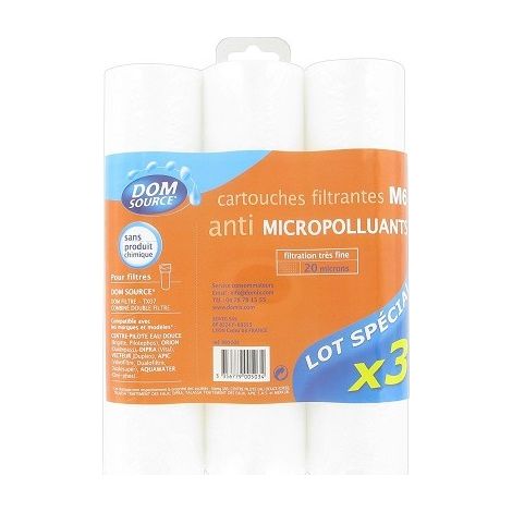 Comap – Cartouches de filtration 20 microns pour filtre sur robinet – Lot de 3 pièces – Compatible avec filtres 9''3/4 – S900503