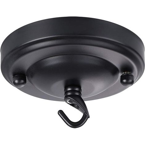 RHG 1 pcs luminaire Auvent Trousse, Lustre Plafond Plaque avec Crochet Fixation luminaire Accessoire Idéal pour Maison Bureau (Noir, 4,1x2,56-pouce) (1/5)