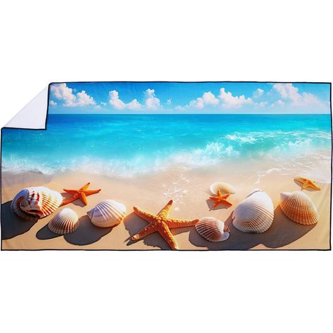 Serviette de plage en forme d'étoile de mer - 90 x 180 cm - Séchage rapide - Sans sable - Grande serviette de bain - Serviette de bain portable - Légère et fine - Bleu océan - Plage (1/5)