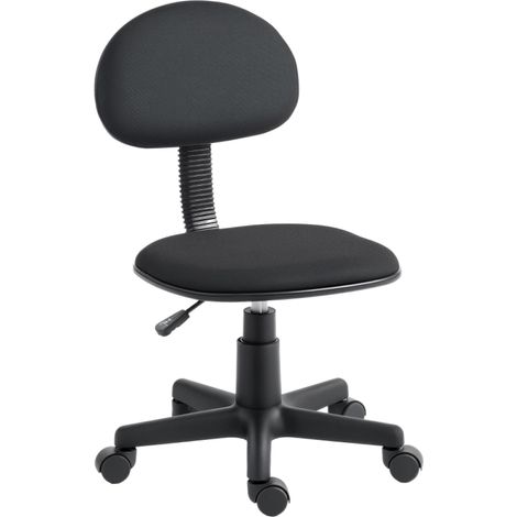 Chaise de Bureau sans Accoudoirs à Roulettes Pivotante 360° Hauteur Réglable Dossier Bas Compact 43 x 48 cm (1/5)