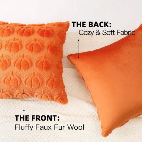 Housse de coussin en peluche automnale bohème 45 x 45 cm – Set de 2 housses modernes en laine pour canapé, salon ou jardin – Décor (1/4)