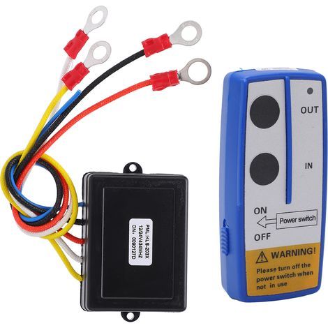 Kit de commande à distance sans fil universel pour treuil avec récepteur 12 V/24 V pour camion, Jeep, VTT, SUV (bleu) (1/5)