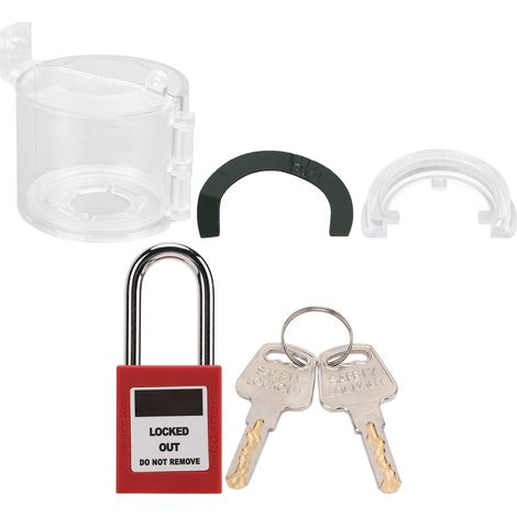 Ortviai Capuchon de Bouton d'Arrêt d'Urgence Détachable avec Couverture Imperméable et Cadenas de 38mm pour Industrie Chimique et Électrique