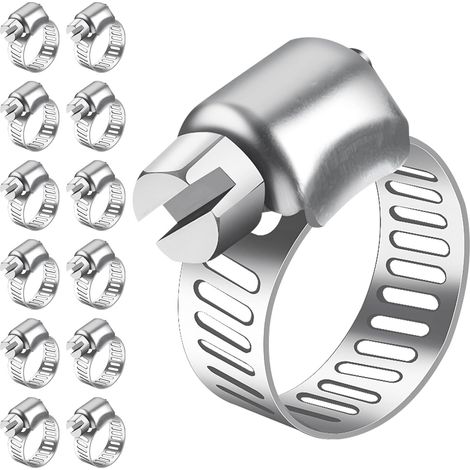 Hose Clamps, Adjustable Screw Hose Clamps in 304 Stainless Steel, 7 Sizes, Hose Clamp Assortment for Swimming Pool, Household Gas Hose, Garden Hose, 10-16mm, 30 Pieces (1/5)