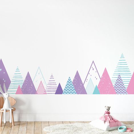 Stickers muraux enfants - Décoration chambre bébé - Autocollant Sticker mural géant enfant montagnes scandinaves MALIKA - 40x65cm (1/5)