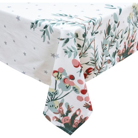 Nappe de Noël rectangulaire motifs branches et étoiles (1/5)