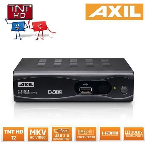 Récepteur TNT HD - Axil - RT0430T2 - Enregistreur USB PVR - HDMI - Timeshift