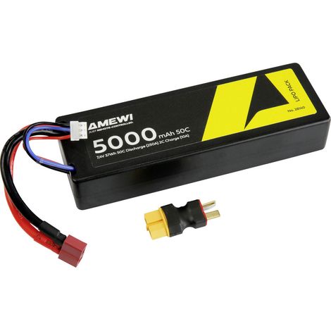 Amewi Pack de batterie (LiPo) 7.4 V 5000 mAh Nombre de cellules: 2 hardcase Deans