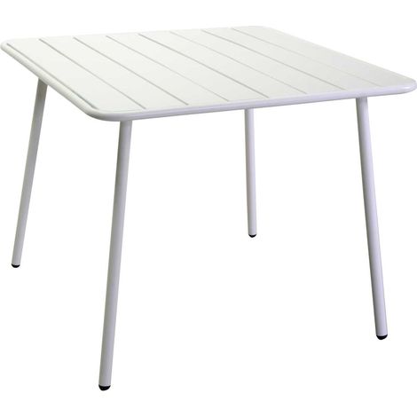 Tavolo da Giardino 80x80xh72 cm in Metallo Rovigo Bianco (1/3)