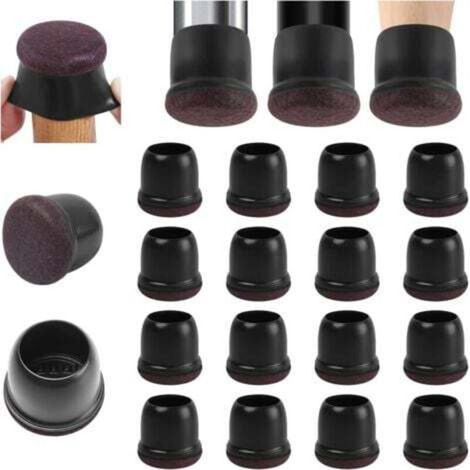 Set di 16 piccoli proteggi-pavimento in silicone nero con rivestimento in feltro, piedini in gomma per sedie, coprigambe per sedie, protezioni per gambe di mobili, silenziosi e antigraffio.