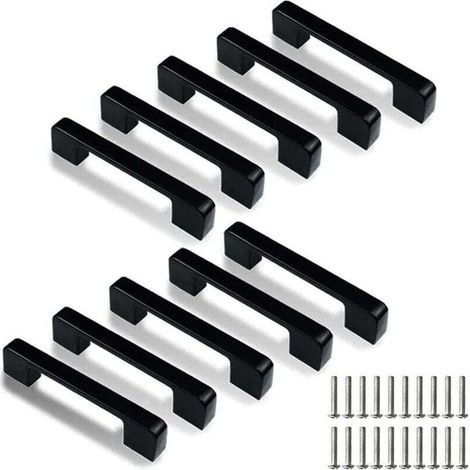 Lot de 10 poignées de porte de cuisine carrées en acier inoxydable avec trou central de 128 mm (vis incluses) (1/4)