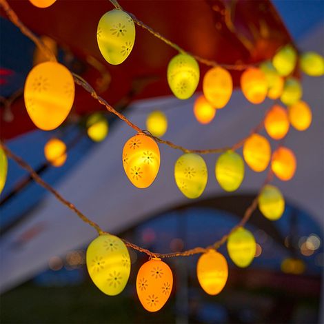 Guirlande Lumineuse Œufs De Pâques - Guirlande À LED Percée En Plastique - Décoration Murale Arbre De Pâques Ambiance De Fête Affichage Fenêtre - 300 cm - 1 Pièce (1/5)